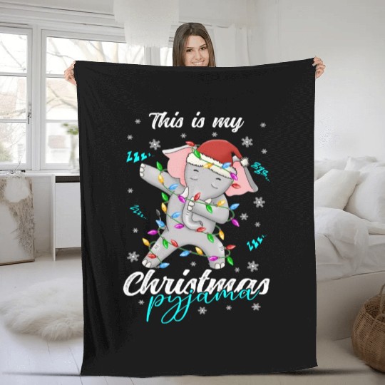 Winter Christmas Pyjama Elephant Fleece Blankets