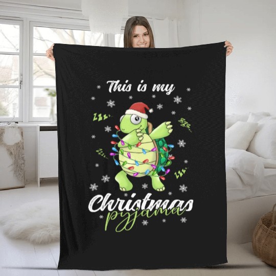 Winter Christmas Pyjama Turtle Fleece Blankets