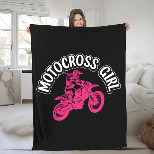 Dirtbike Girl Supercross Girl Off-road Enduro Moto Fleece Blankets