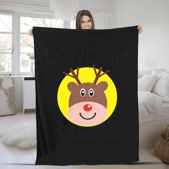 Funny Christmas Rudolph gift for Londoner Fleece Blankets