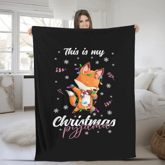 Winter Christmas Pyjama Fox Fleece Blankets