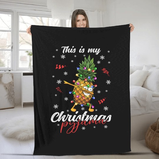 Winter Christmas Pyjama Pineapple Fleece Blankets