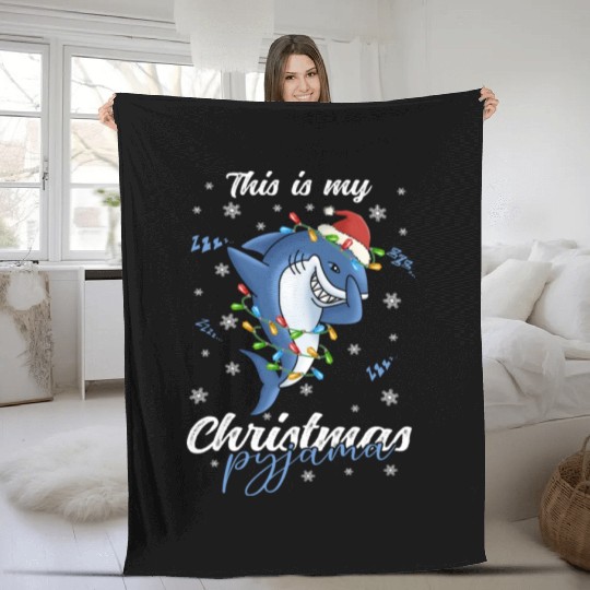 Winter Christmas Pyjama Shark Fleece Blankets