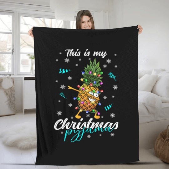 Winter Christmas Pyjama Pineapple Fleece Blankets