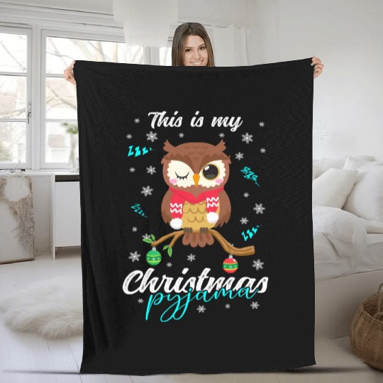 Winter Christmas Pyjama Owl Fleece Blankets
