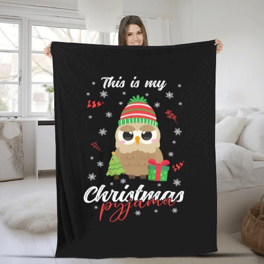 Winter Christmas Pyjama Owl Fleece Blankets