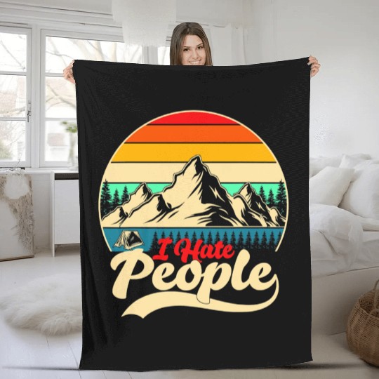 I Hate People Hiking Camping Fleece Blankets