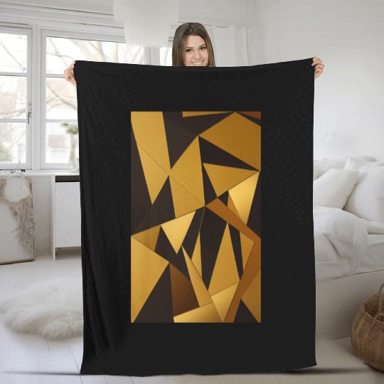Black and Gold Minimalist Fleece Blankets