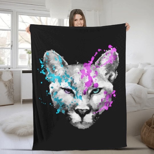 Dramabite mountain lion Fleece Blankets
