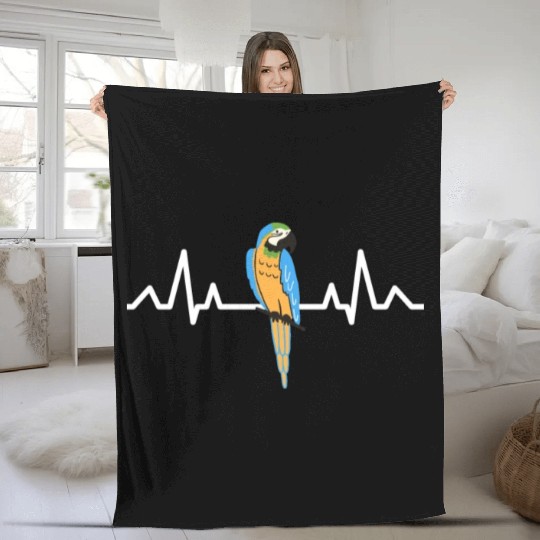 Tropical Animal Bird Ara Gift Heartbeat Parrot Fleece Blankets