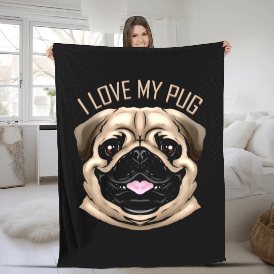 Dog Lover - I Love My Pug Fleece Blankets