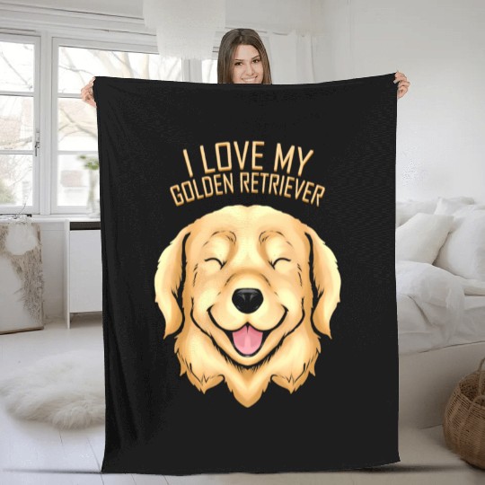 Dog Lover - I Love My Golden Retriever Fleece Blankets
