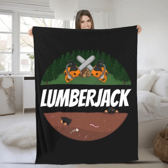 Lumberjack Chainsaw Fleece Blankets