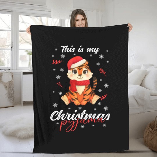 Winter Christmas Pyjama Tiger Fleece Blankets