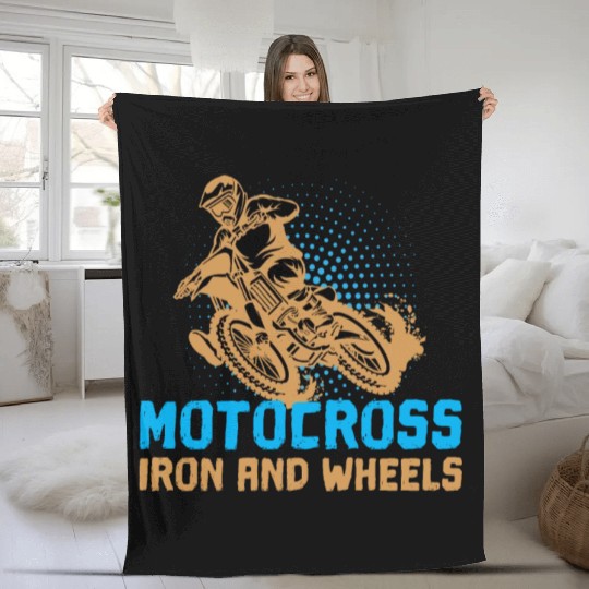 Motocross Iron And Wheels Fleece Blankets