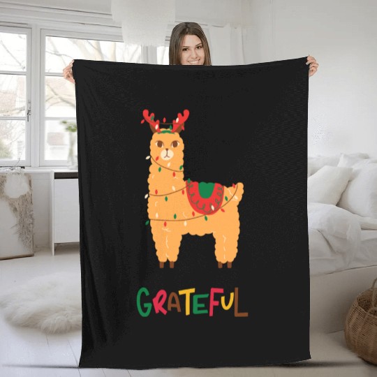 Fa La La La LLama - Grateful ! Fleece Blankets
