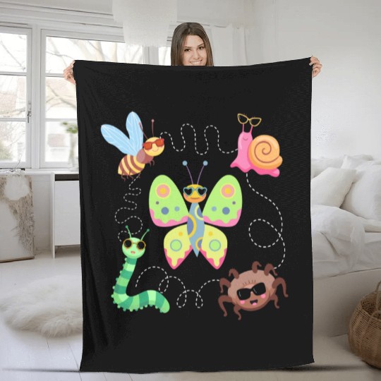 Cool Insects Sunglasses Bug Lover Fleece Blankets