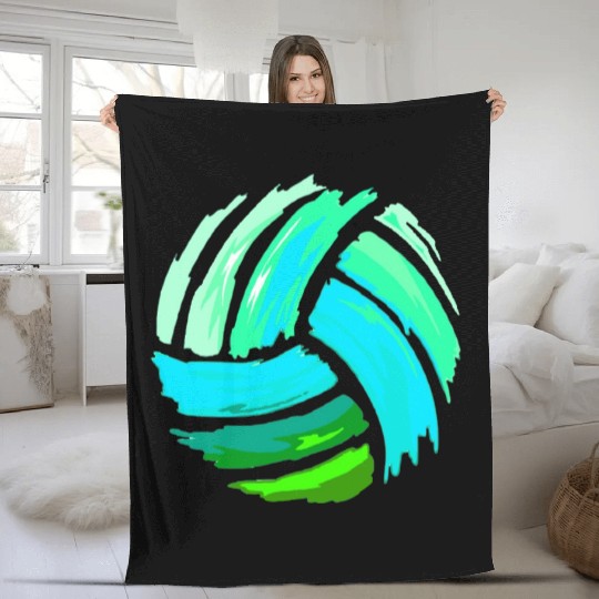 Volleyball Blue Green Ball Forns Fleece Blankets