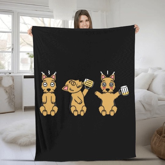 Yorkshire Terrier Beer Lover Fleece Blankets