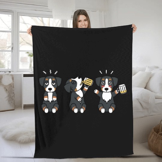Bernese Mountain Dog Beer Lover Fleece Blankets
