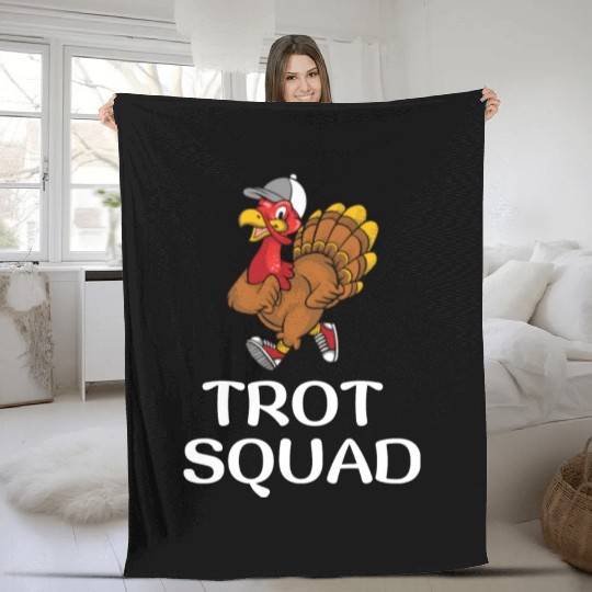 Thanksgiving Running Turkey Trot Squad Fleece Blankets