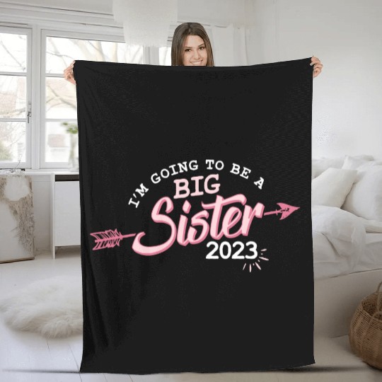 Going to be a Big sister 2023 pregnancy baby girls Fleece Blankets