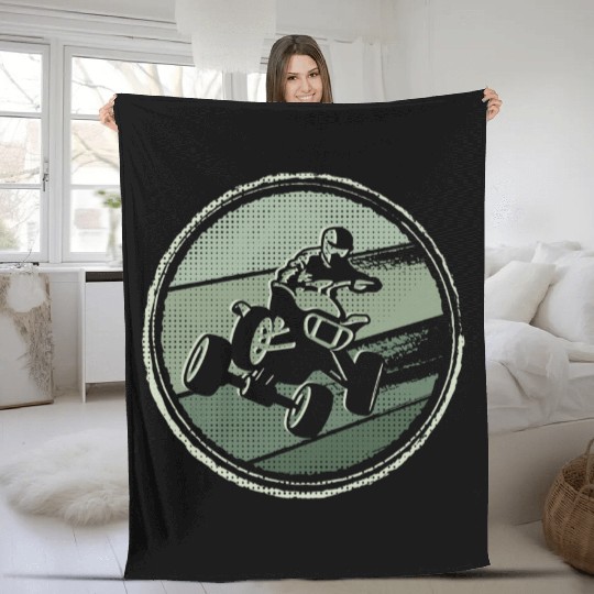 ATV Bike Motocross Offroad 4 wheeler Quad Fleece Blankets