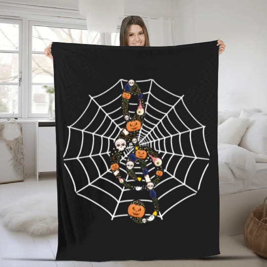 Halloween Music Teacher Fleece Blankets, Music Note Symbol