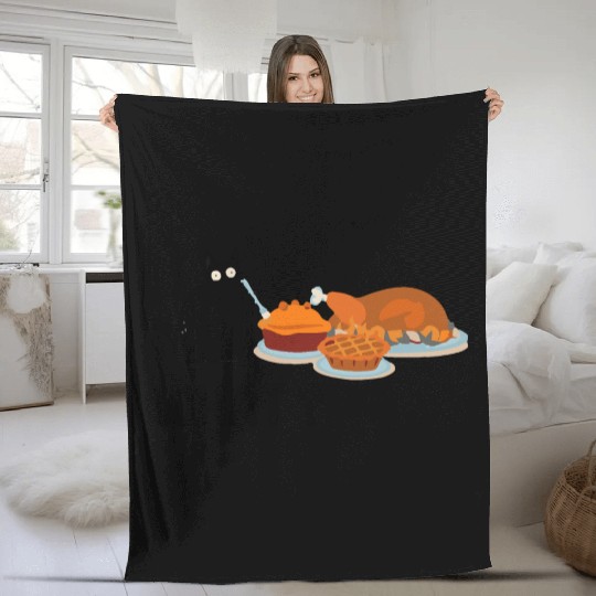 Thanksgiving -Turkey Dinner Thanksgiving What Cat Fleece Blankets