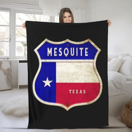 Mesquite Texas Crest Flag Design Fleece Blankets
