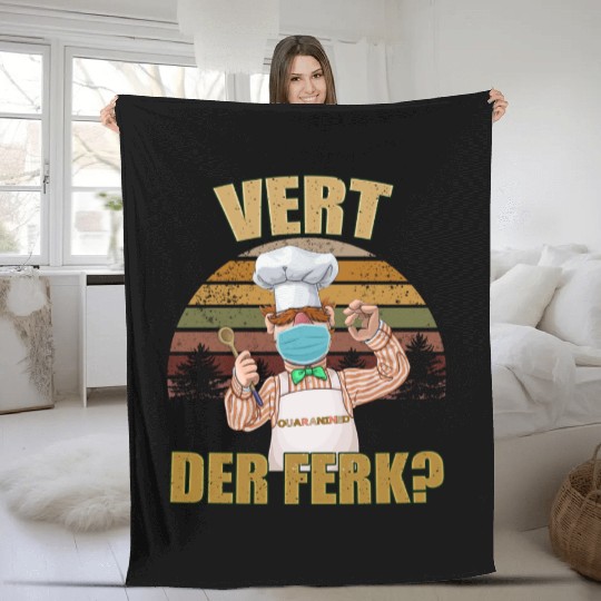 Vert Der Ferk the swedish chef Fleece Blankets