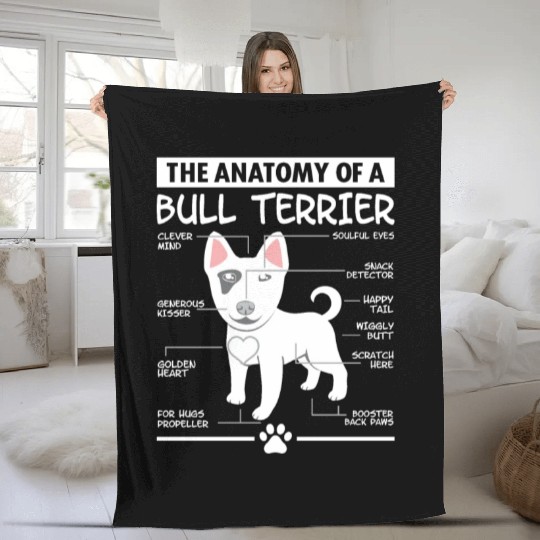 The Anatomy of A Bull Terrier Fleece Blankets
