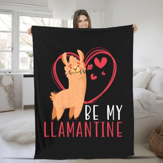 Valentines Day Hearts Day Cupid Love Llama Lover Fleece Blankets