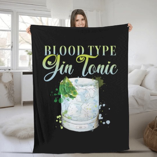 Blood Type Gin Tonic Cocktail for Bartender Fleece Blankets