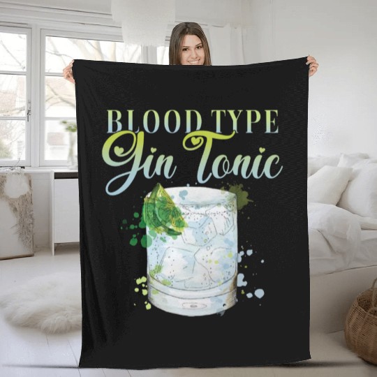 Blood Type Gin Tonic Cocktail for Bartender Fleece Blankets