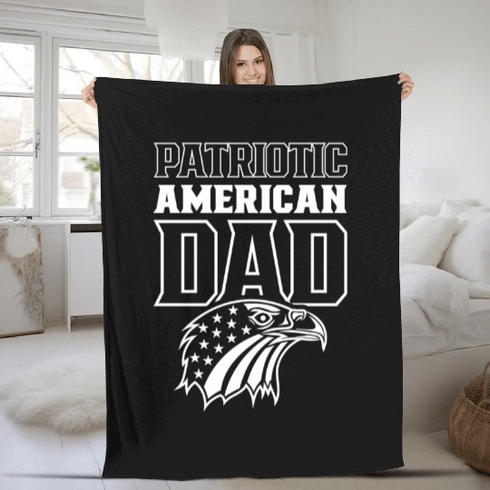 Patriotic American Dad Patriot US USA Fleece Blankets