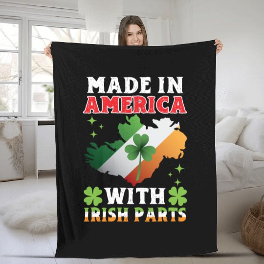 Made In America With Irish Parts Ireland Gaelic Fleece Blankets