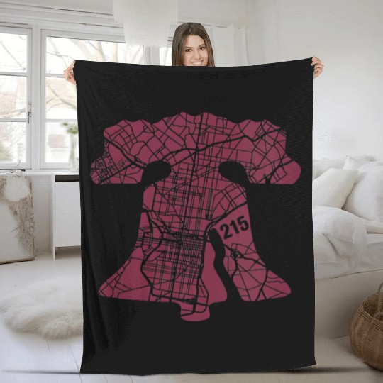 Womens Philadelphia Street Map Liberty Bell 215 Fleece Blankets