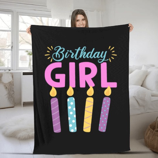 Pastel Birthday Girl Colorful Candles Fleece Blankets