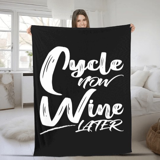 Cycle Now Wine Later Fleece Blankets