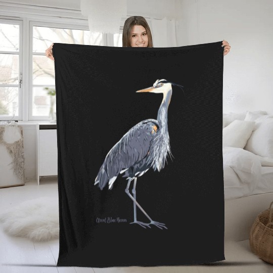 Heron Art Birder Wildlife Bird Watching Fleece Blankets