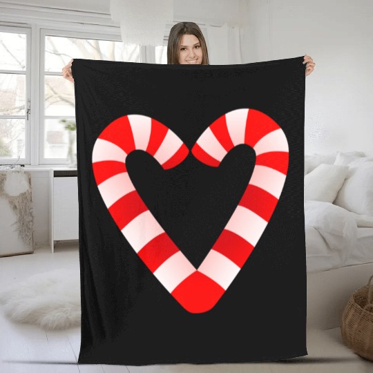 Candy Cane Hearts Fleece Blankets Christmas Xmas Holidays