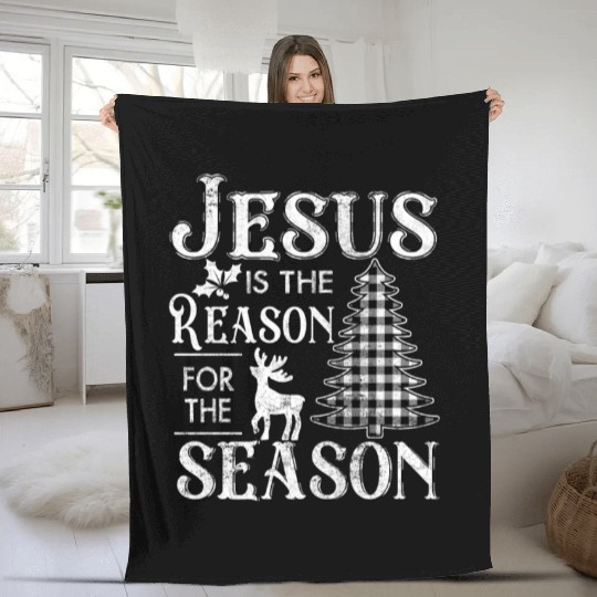 Christmas Jesus is the Reason for the Season Fleece Blankets