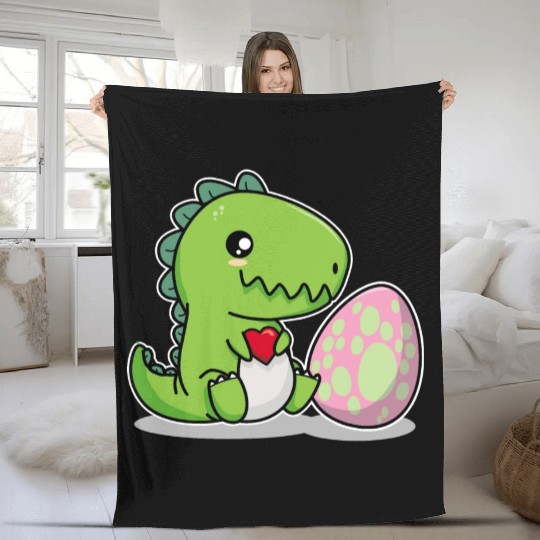 Big sister cute dino siblings boy girl heart love Fleece Blankets