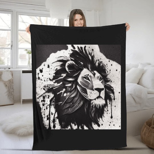 Ink Lion Fleece Blankets