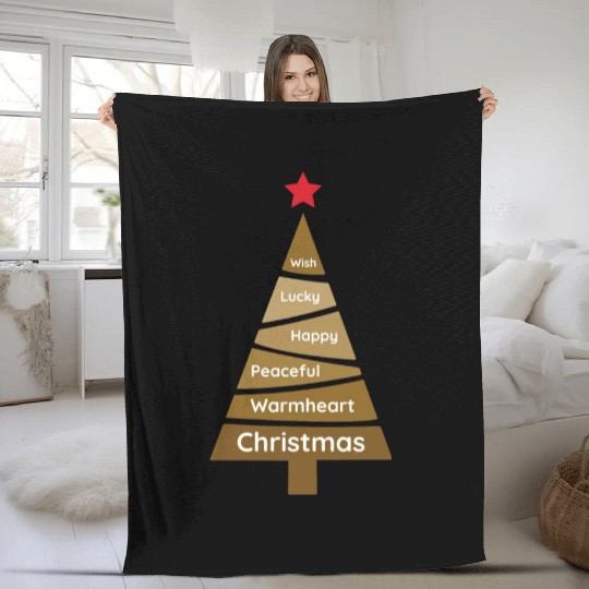Minimalist Copper Brown Christmas Pine Fleece Blankets
