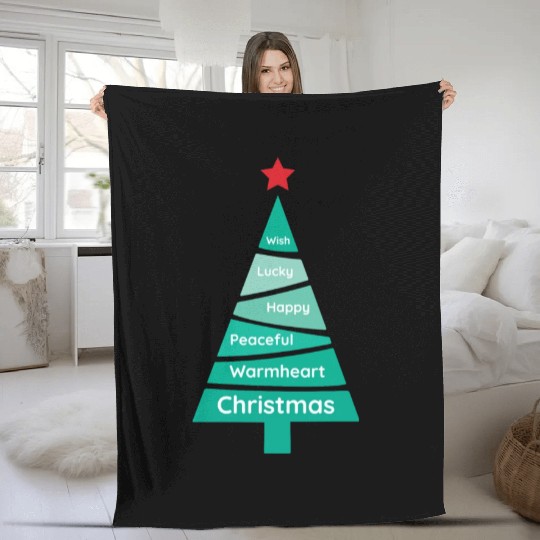 Minimalist Jungle Green Christmas Pine Fleece Blankets
