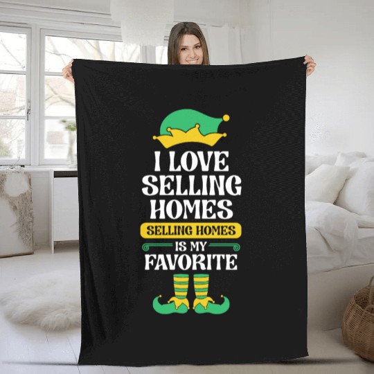 Real Estate Agent Christmas Elf Team I Love Fleece Blankets