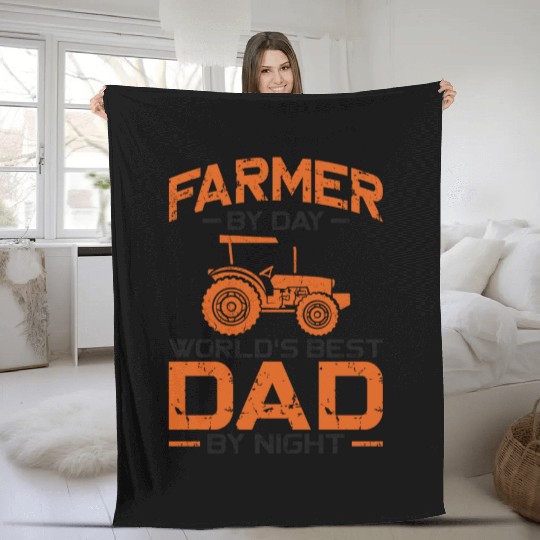 Farming Farmer Dad Father Vintage Fleece Blankets