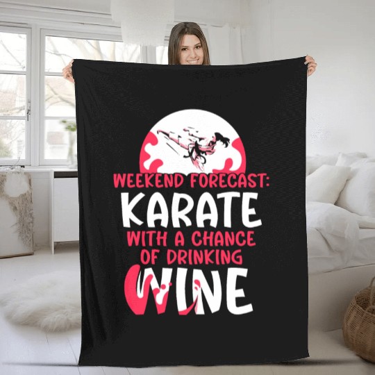 Weekend Forecast Karate Wine Fleece Blankets